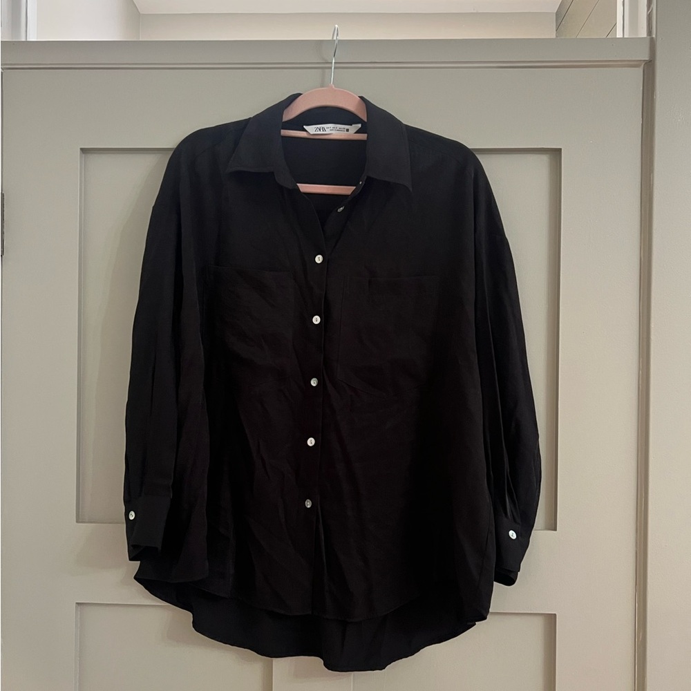 NWOT Zara Black Button Down Sz S
